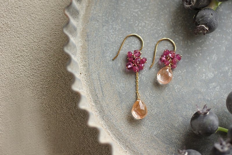 14kgf-Fibreピアス - 耳环/耳夹 - 半宝石 粉红色