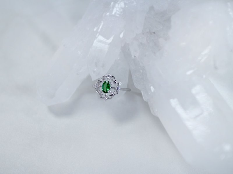 【宫廷小宝石系列 - 沙佛莱石】925 纯银 戒指 - 戒指 - 银 绿色