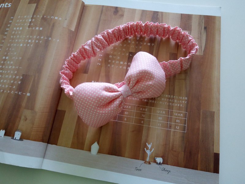 粉底水玉弥月礼物 周岁生日礼物 婴儿发带 头饰 - 围嘴/口水巾 - 棉．麻 粉红色