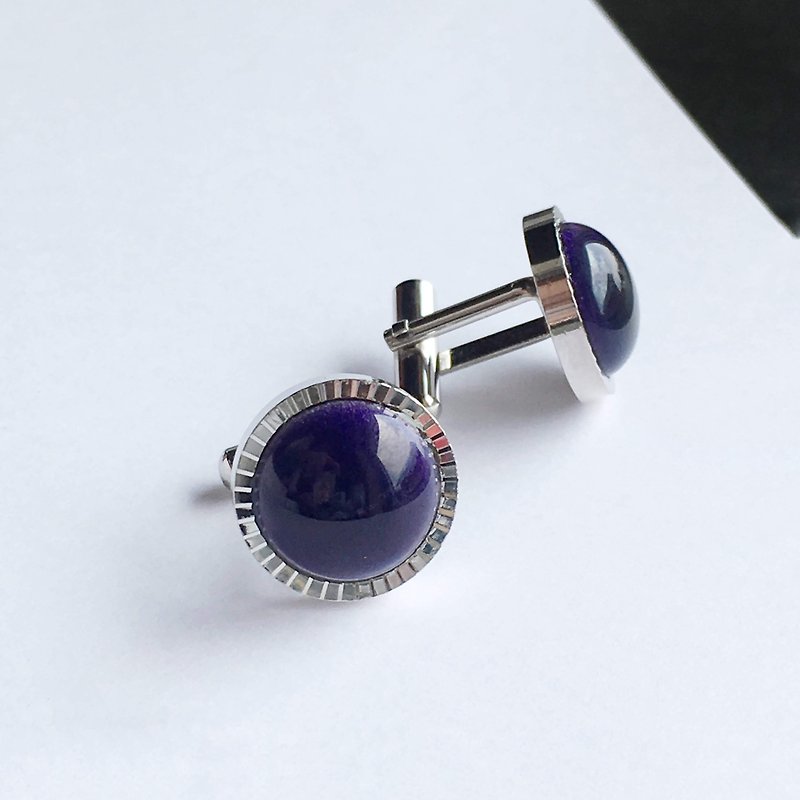 ダイヤカット【バイオレット Violet】七宝焼のカフスボタン カフリンクス 純銀張七宝 - 袖扣 - 其他材质 紫色