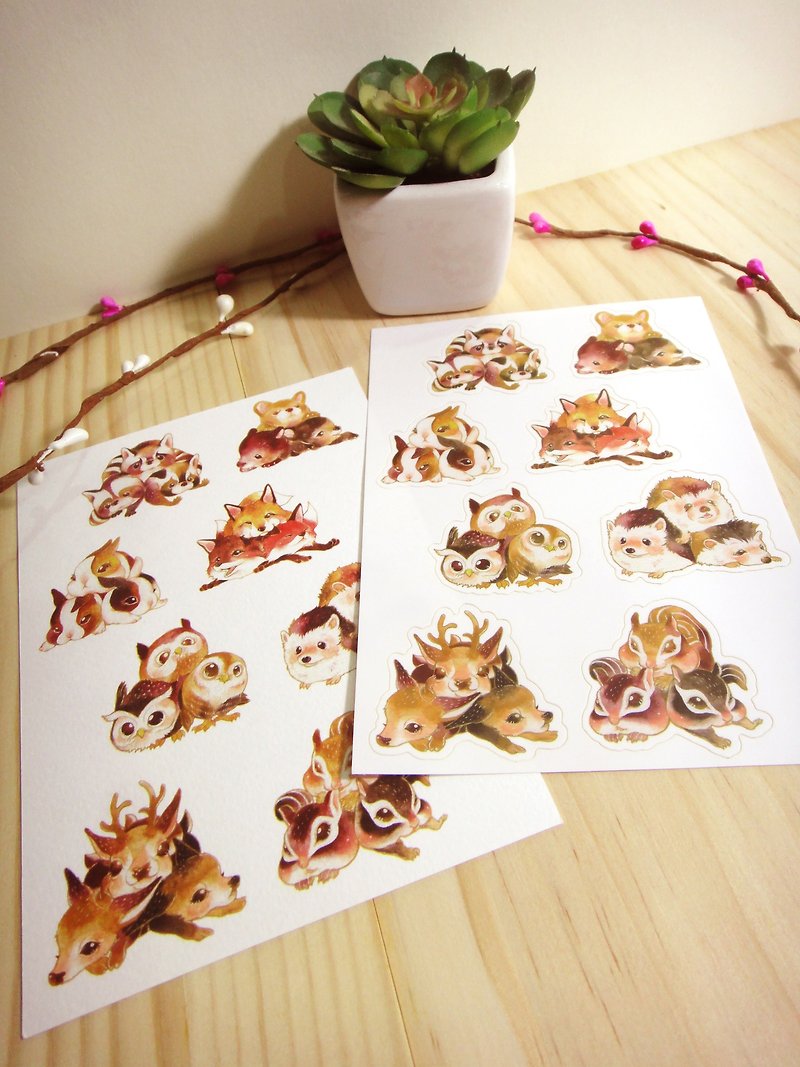 三角动物贴纸+明信片组 - 卡片/明信片 - 纸 多色