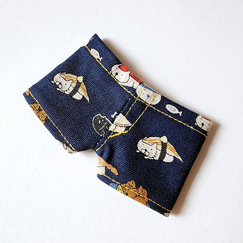 15cm棉花娃衣-日本布料 猫咪寿司印花裤 - 玩偶/公仔 - 棉．麻 蓝色