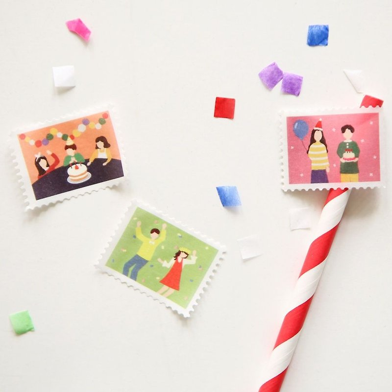 Dailylike 邮票造型纸胶带(单卷)-10 欢乐派对,E2D09567 - 纸胶带 - 纸 多色