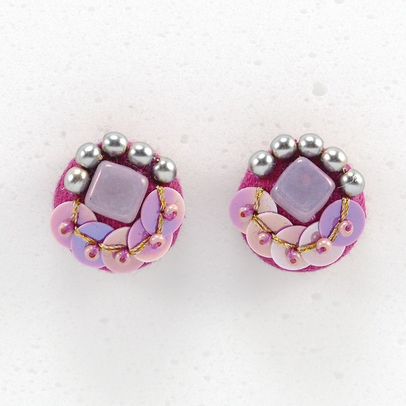 耳環 tiny circle beads earrings,statement earrings,beaded earrings pink 8 - 耳环/耳夹 - 塑料 粉红色