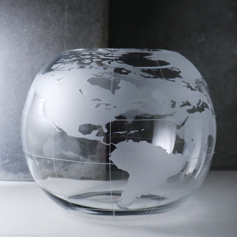 30cm【地球玻璃鱼缸】环游世界 世界地图 鱼缸16寸 手工定制化 - 摆饰 - 玻璃 灰色