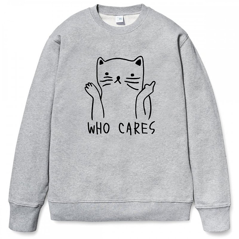 Who Cares Cat #2 中性大学T 刷毛 灰色  柴犬 狗 猫 毛小孩 动物 可爱 趣味 t - 女装上衣 - 棉．麻 灰色