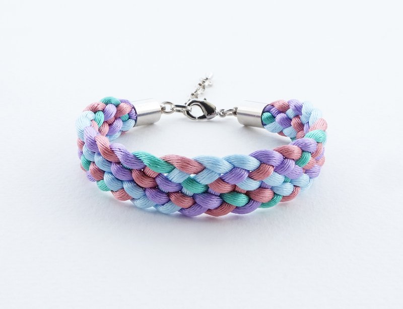 Purple/blue/pink/green Braided bracelet - 手链/手环 - 其他材质 多色