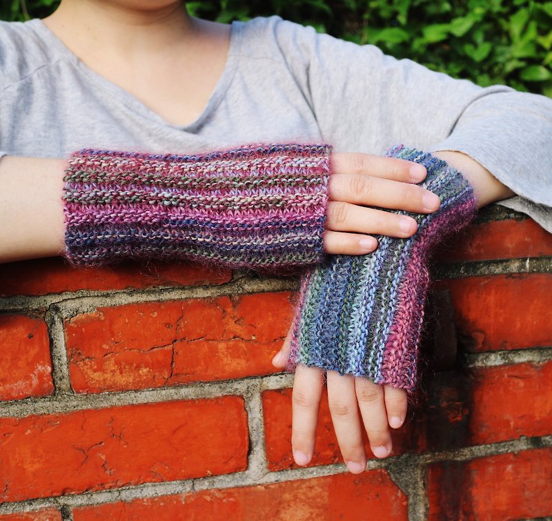 手作-紫藤物语-毛线手编织手套 - 手套 - 羊毛 多色