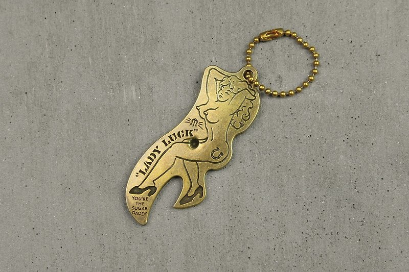 Lady Luck黄铜裸女开瓶器吊饰 - 钥匙链/钥匙包 - 其他金属 