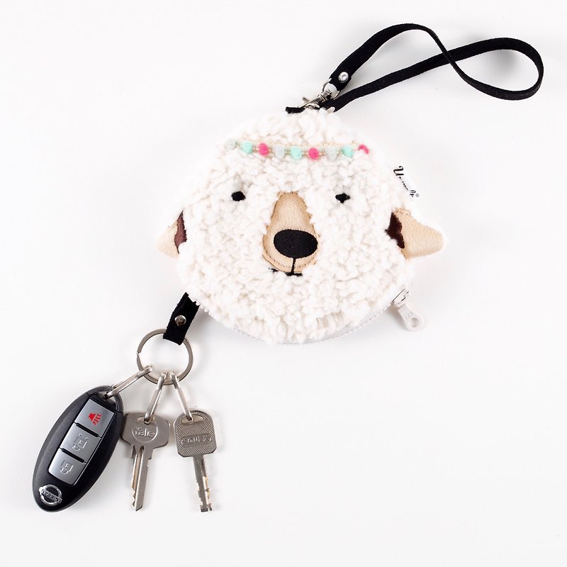 Sheep female bag / functional animal pouch  / card holder&key keeper sheep - 零钱包 - 聚酯纤维 白色