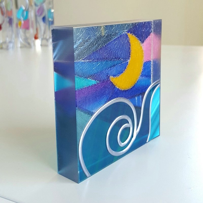压克力 摆饰 多色 - Healing art made with glass art 　Tinker Bell Moon night2