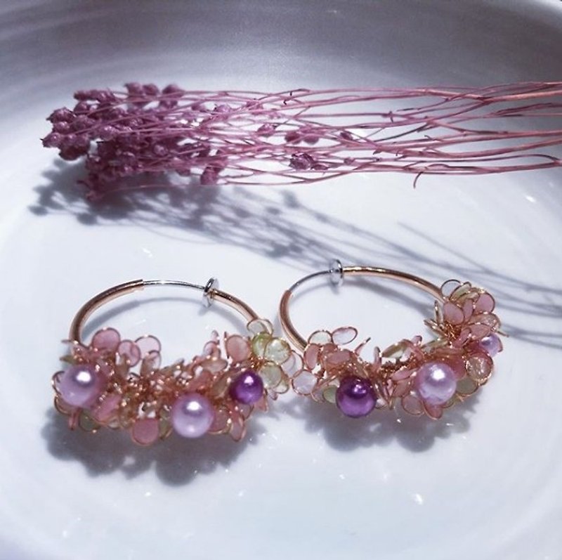 天使的花篮耳夹【花藏珍珠】 - 耳环/耳夹 - 其他材质 紫色