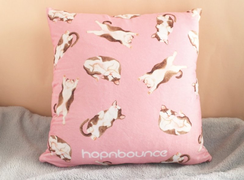 猫咪 小猫 抱枕套 咕𠱸套 - 枕头/抱枕 - 棉．麻 粉红色