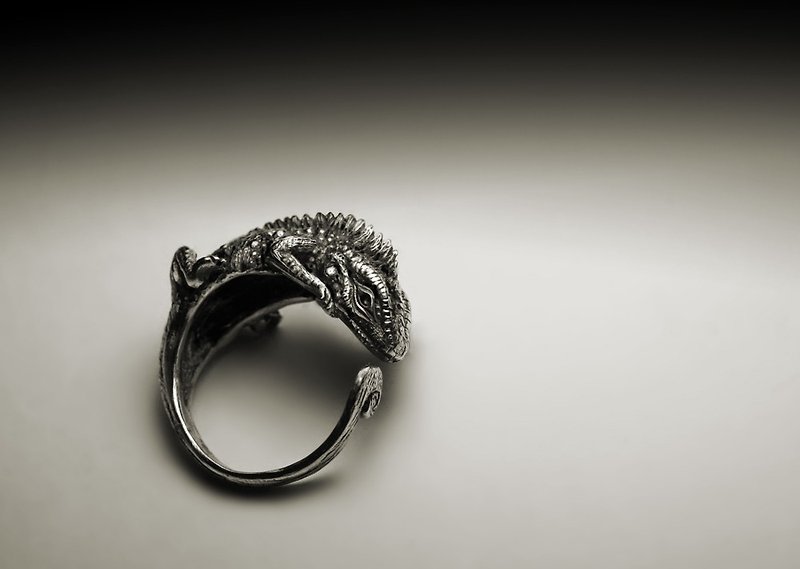 手工蜥蜴戒指 - 戒指 - 其他金属 银色
