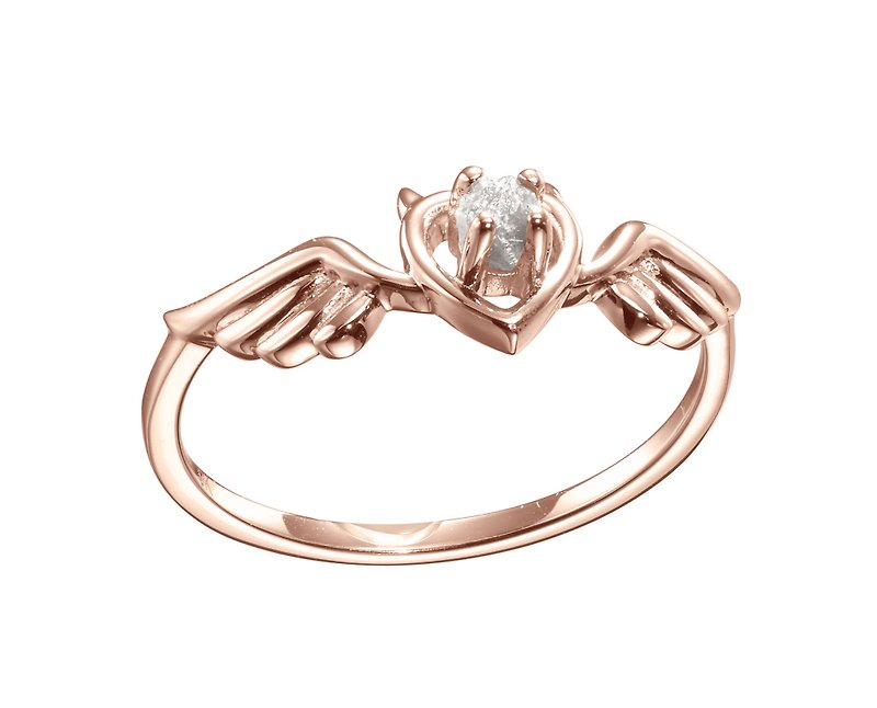 天使钻石戒指 玫瑰金翅膀戒指 天使之翼钻戒 钻胚纹身刺青女戒 - 戒指 - 钻石 金色