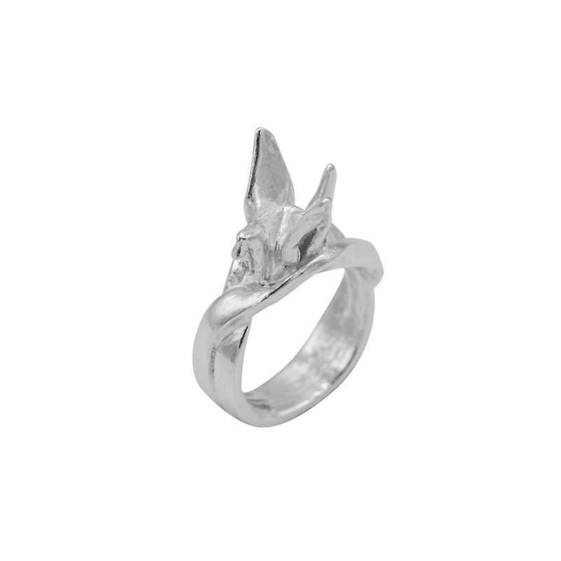 Origami Crane ring 2 - 戒指 - 银 银色
