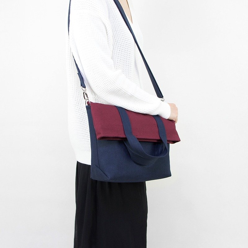 帆布大号邮差包 手提包肩背包大容量A4可放 4色可选 - 侧背包/斜挎包 - 棉．麻 蓝色