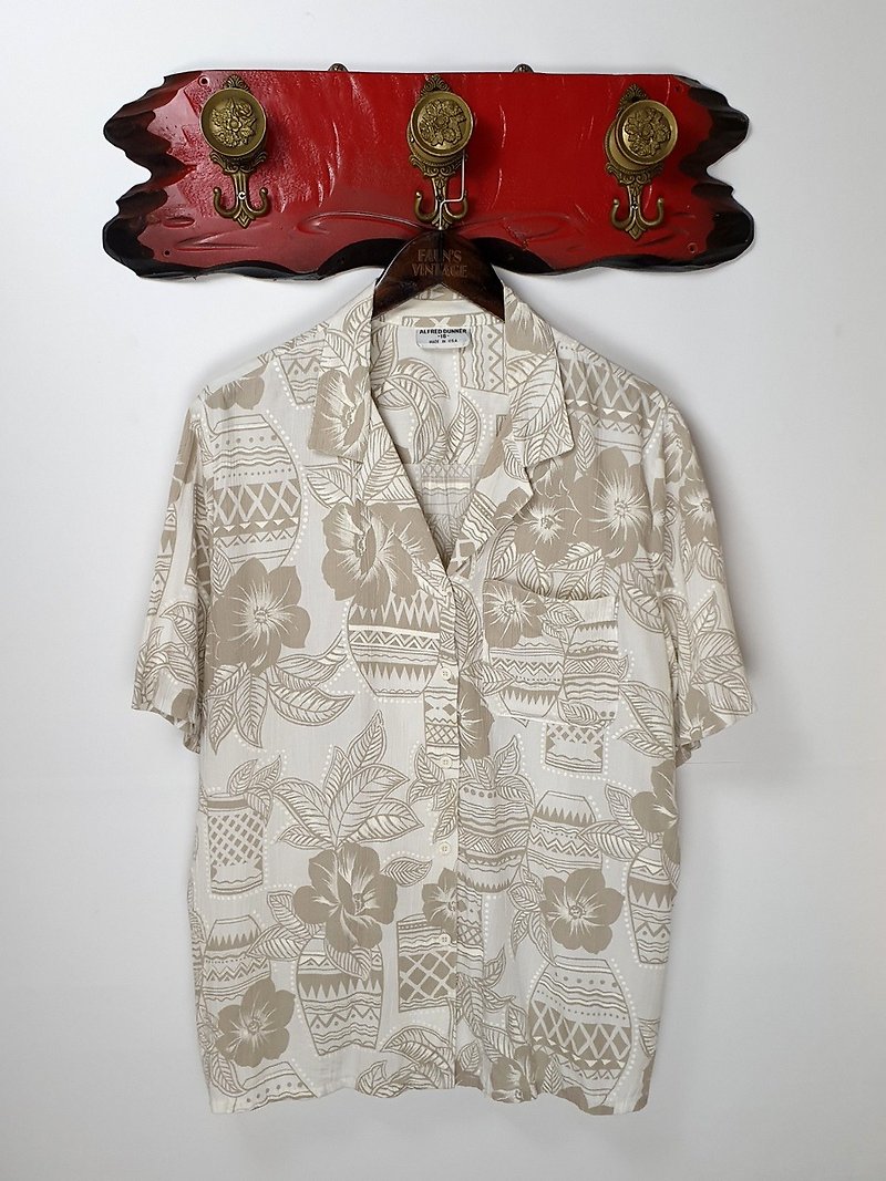 小龟葛葛-美式夏威夷扶桑花瓶古着阿啰哈衬衫 - 男装衬衫 - 其他人造纤维 