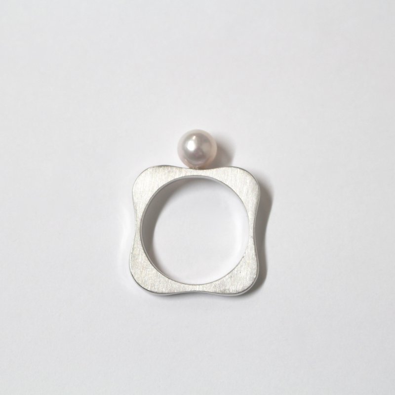 アコヤパールのスクエアリング  Silver色 - 戒指 - 宝石 灰色