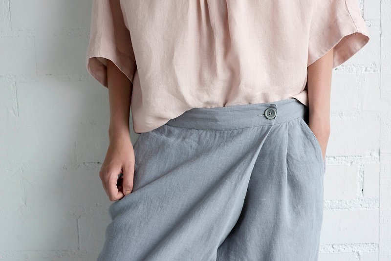 Linen Pants Motumo – 17K1 / Handmade loose linen pants  - 女装长裤 - 亚麻 