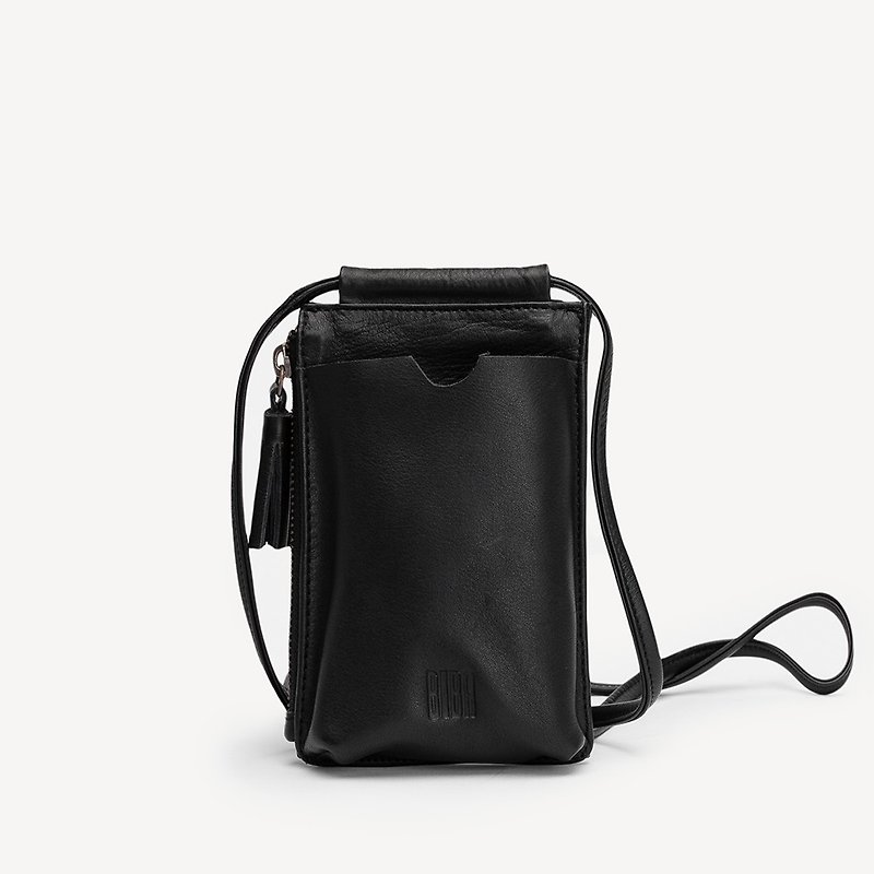【西班牙BIBA】Luxury多功能收纳贴身手机包 - 侧背包/斜挎包 - 真皮 黑色