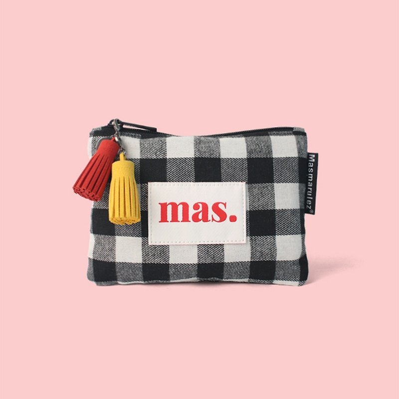 韩国设计师品牌 Masmarulez 麻药化妆包－格纹系列 多色 - 化妆包/杂物包 - 棉．麻 