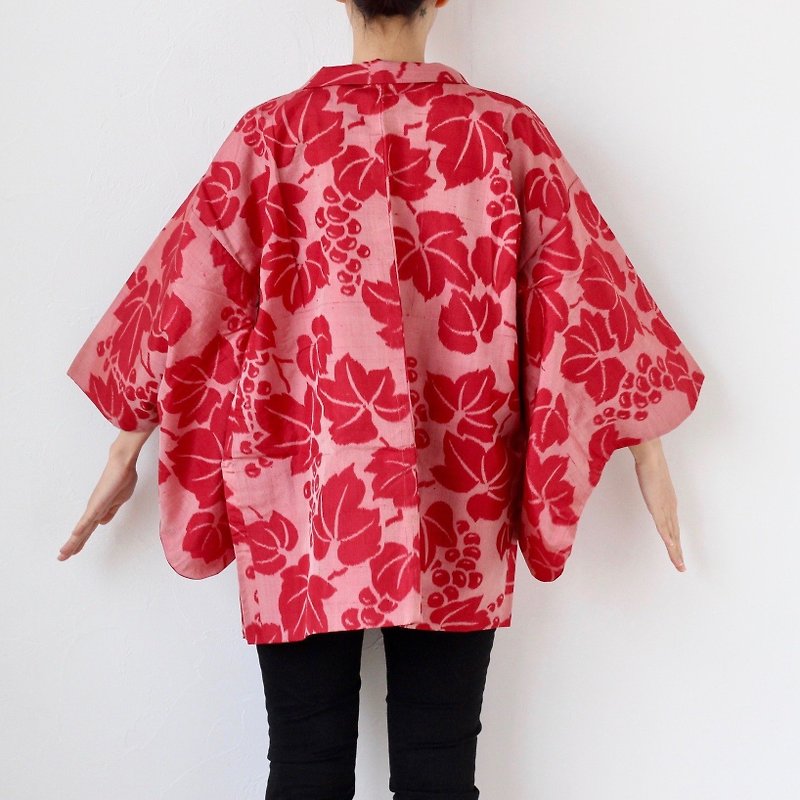 grape vine kimono, Japanese kimono, kimono jacket, authentic kimono /4029 - 女装休闲/机能外套 - 聚酯纤维 红色