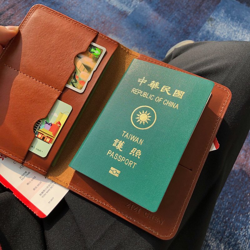 【Bon Voyage! 】passport case / 护照夹-可免费烙印英文名 - 护照夹/护照套 - 真皮 