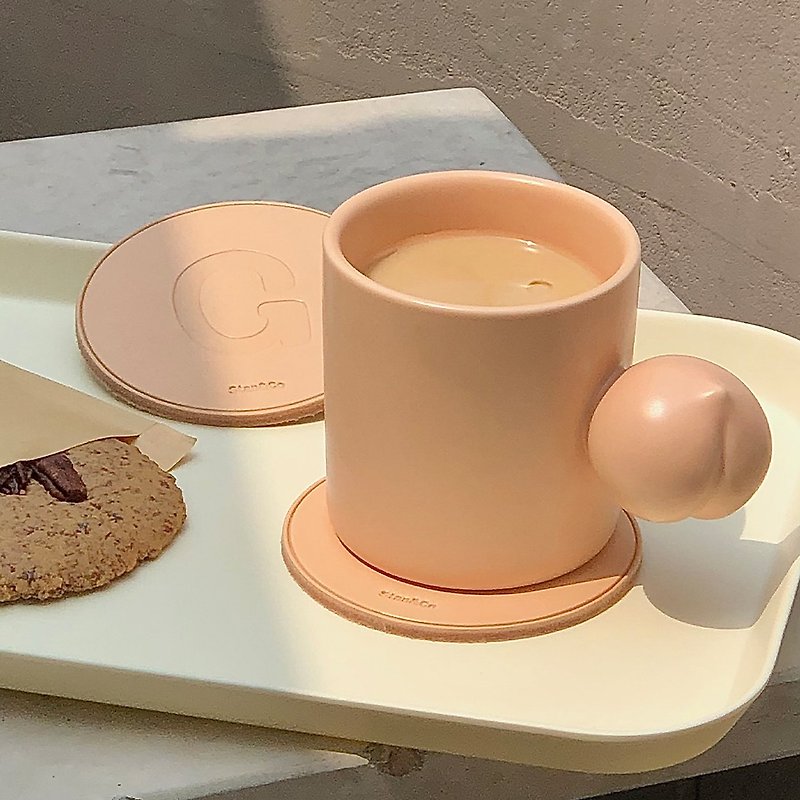 Stan&Co 手工咖啡杯250ml 蜜桃手柄陶瓷马克杯 情侣对杯 - 咖啡杯/马克杯 - 瓷 粉红色