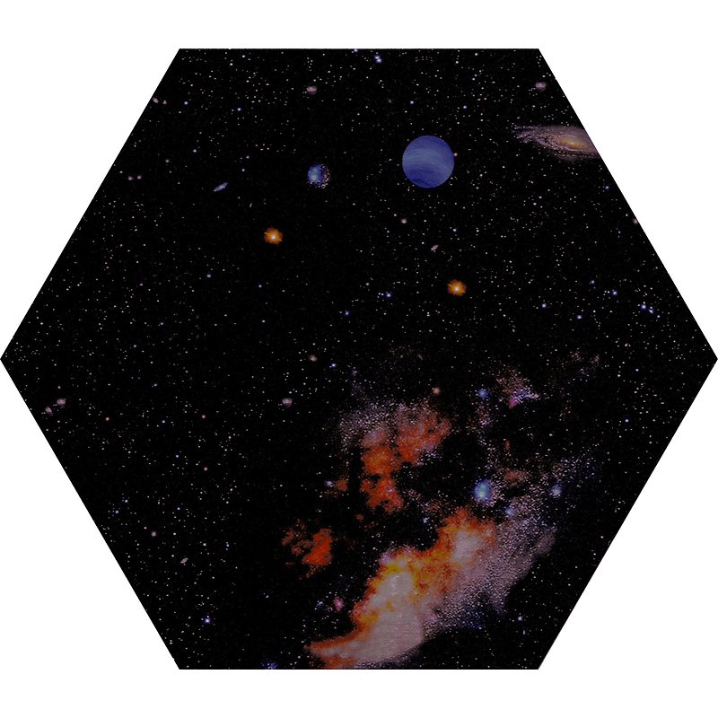 HHAW33(银河星系)5片/组-MIT拟瓷感六角花砖贴(不残胶) - 墙贴/壁贴 - 塑料 黑色
