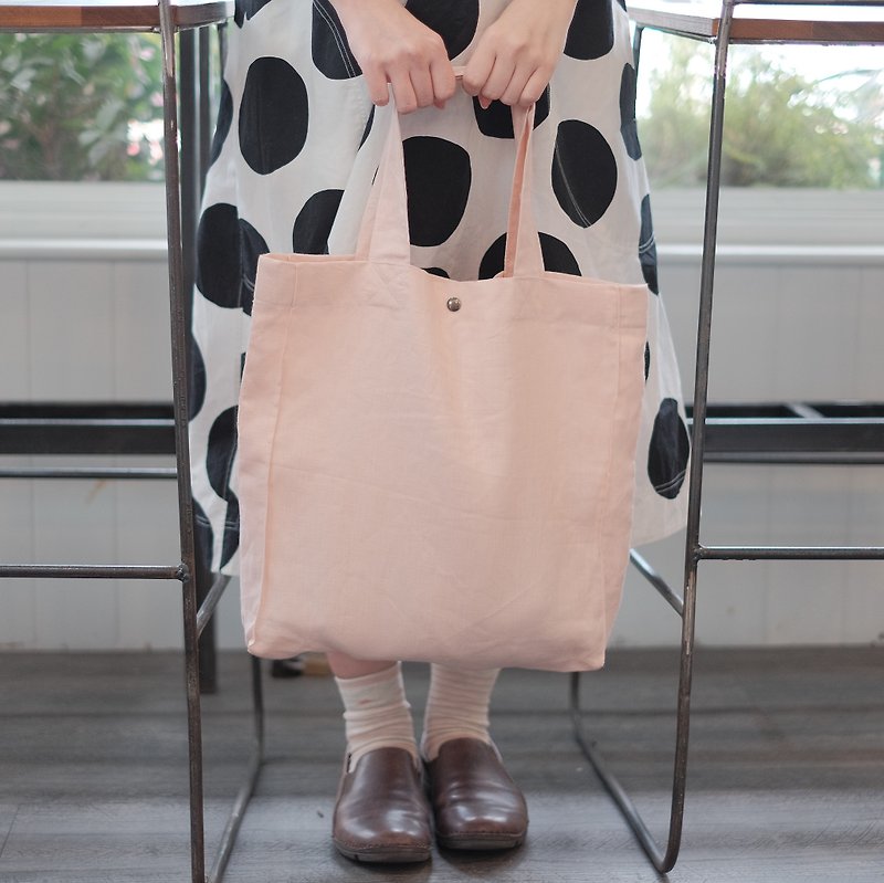 Casual Linen Tote Bag (Rose Pink) - 手提包/手提袋 - 棉．麻 粉红色