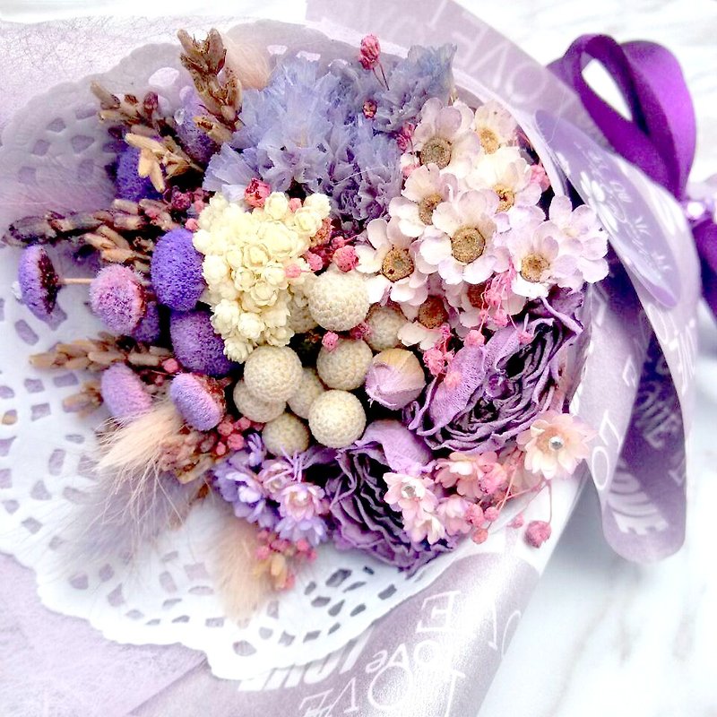 干燥小花束-LOVE紫色情迷 附卡片 告白花束 - 干燥花/捧花 - 植物．花 紫色