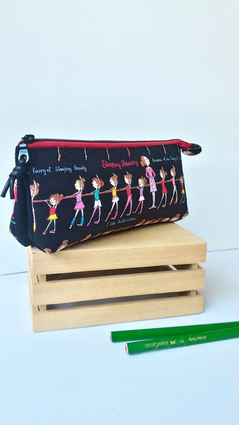 芭蕾舞三层笔袋 毕业 圣诞 生日 交换礼物 - 铅笔盒/笔袋 - 棉．麻 