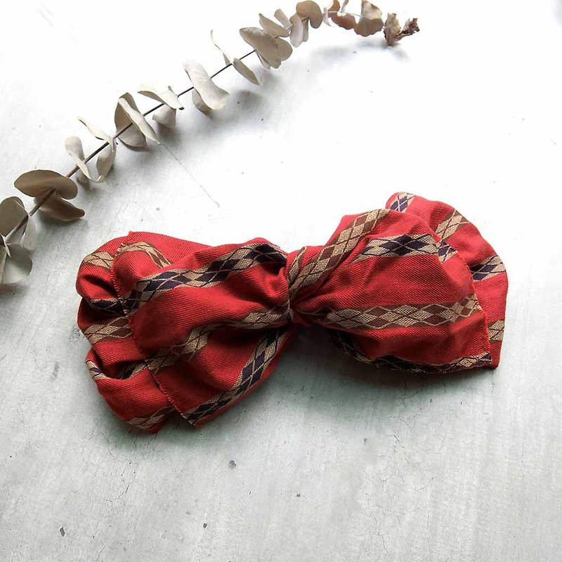 巨蝶发带(深红摩洛哥)-整条可拆开 - 发带/发箍 - 棉．麻 红色