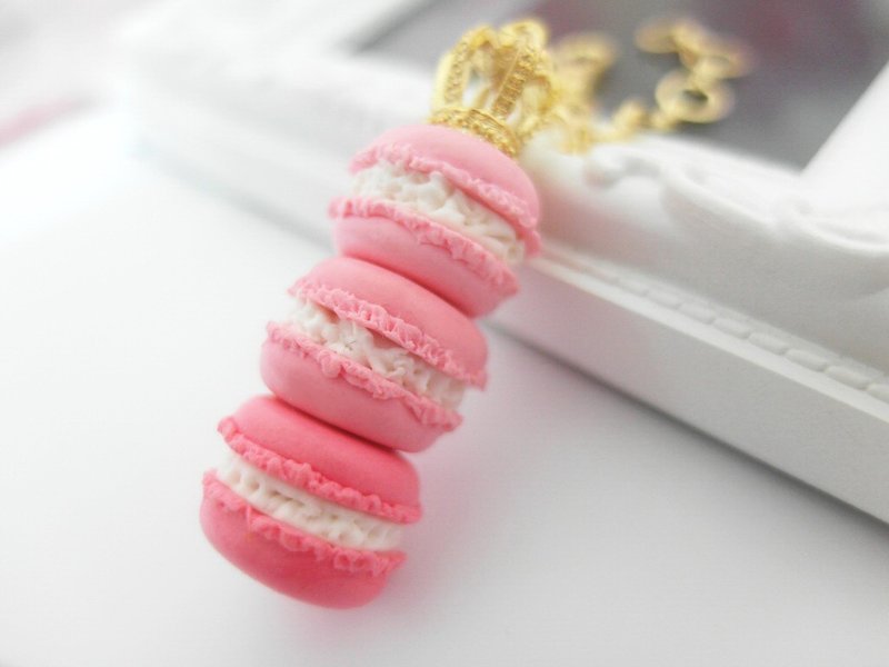 粉色叠叠乐马卡龙 钥匙圈 包包挂饰 婚礼小物 - 钥匙链/钥匙包 - 粘土 粉红色