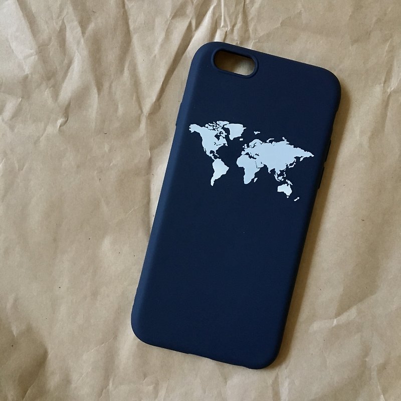 world map地图/软壳/文字手机壳 - 手机壳/手机套 - 塑料 蓝色