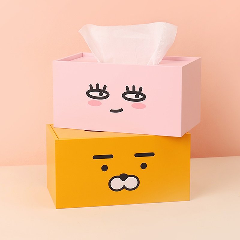 Kakao Friends面纸盒-正版授权 Ryan莱恩 Apeach桃子 下降式沉盖 - 纸巾盒 - 其他材质 多色