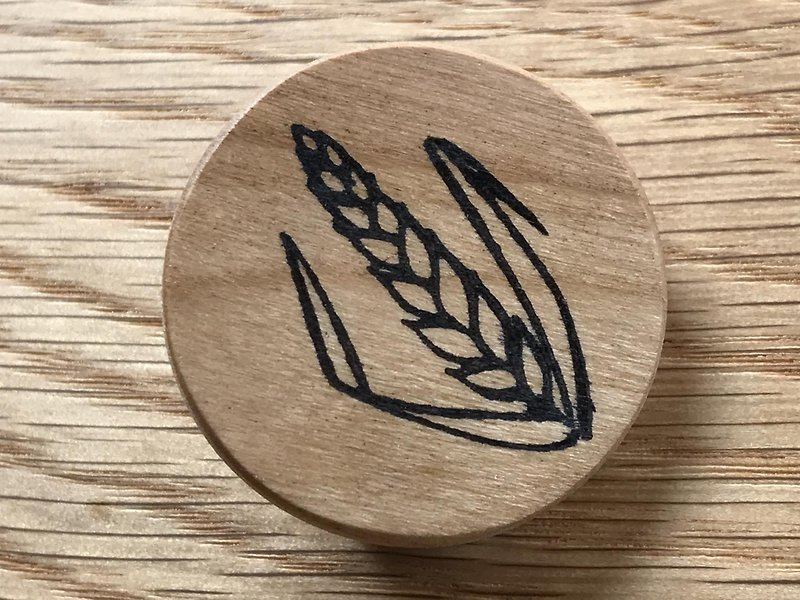 麦の穂のブローチ - 胸针 - 木头 