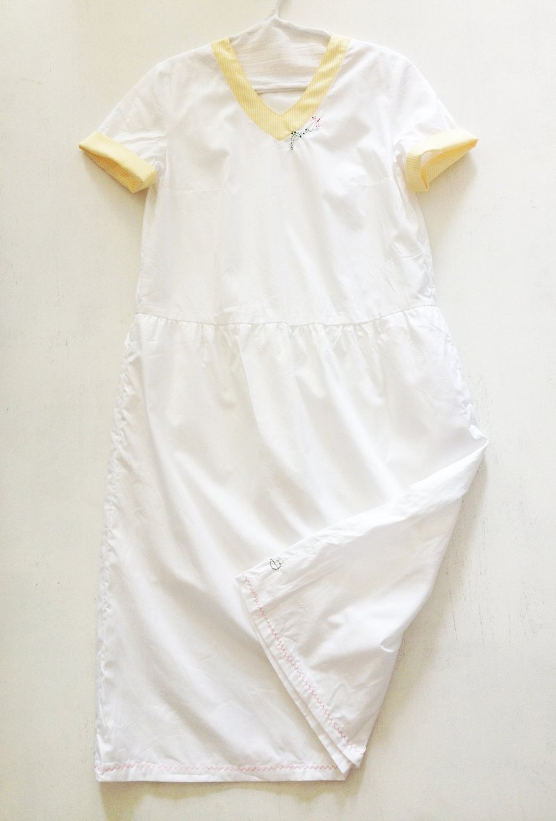 洋装--树梢的飞鸟 - 洋装/连衣裙 - 棉．麻 白色