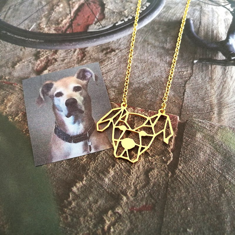Custom Dog Necklace, Personalized Pet Gift for her, Geometric Style - 项链 - 铜/黄铜 金色