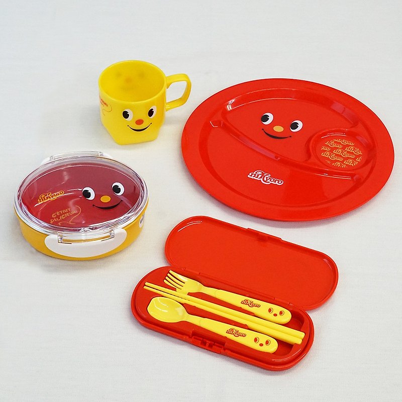 Nikyoro 1-Tier Lunchbox Cutlery Trio Mug Meal Plate 4 items Set Gift Japan - 便当盒/饭盒 - 塑料 红色