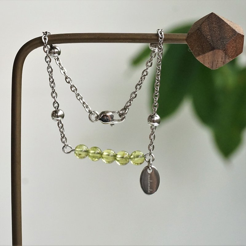 << modomodo诞生石手链 >> 八月诞生石 - 橄榄石Olivine - 手链/手环 - 半宝石 绿色