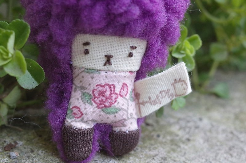 迷你朵儿小兔-葡萄发色-039粉粉小花 - 钥匙链/钥匙包 - 棉．麻 紫色