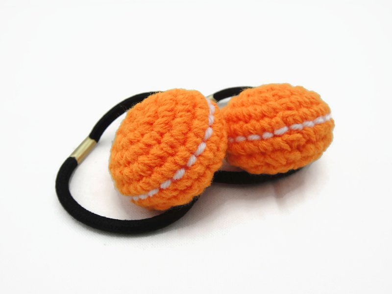 Elastic Hair Ties One Pair - Crochet Macaroon Orange - 发饰 - 纸 橘色