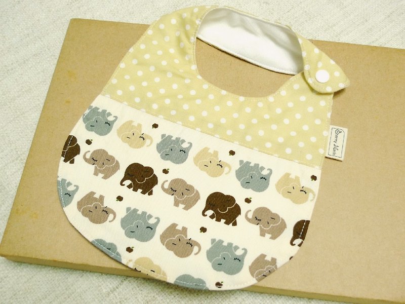 可爱小象-婴儿宝宝围兜巾、口水巾 - 围嘴/口水巾 - 棉．麻 咖啡色