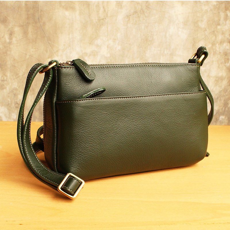 Cross Body Bag - Candy - Green (Genuine Cow Leather) / 皮 包 / Leather Bag - 侧背包/斜挎包 - 真皮 绿色