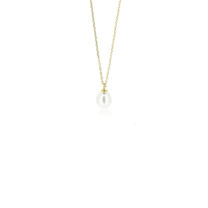 水滴形淡水珍珠项链 (银/玫瑰金/18k金) | 珍珠系列 - 项链 - 其他金属 白色