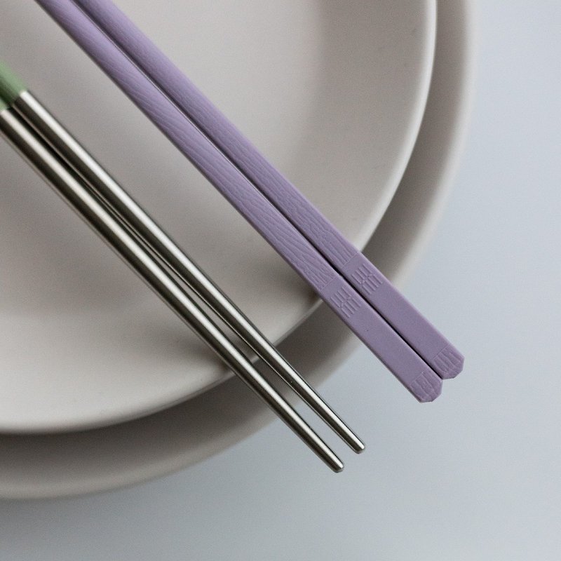 【台湾制】雾紫色 长款1双入 304不锈钢筷子 - 筷子/筷架 - 不锈钢 紫色