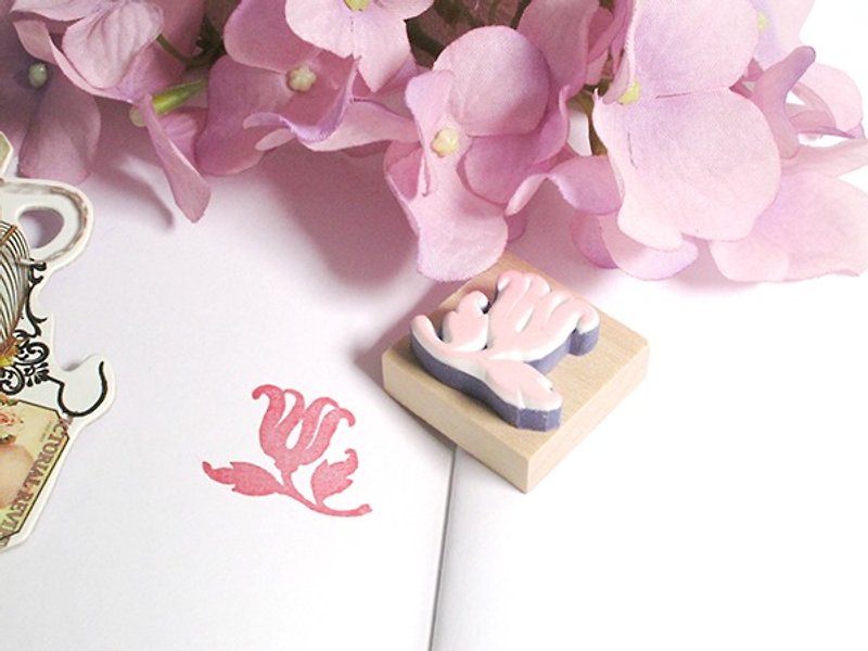Apu手工章 优雅欧风装饰花卉印章 手帐印章 - 印章/印台 - 橡胶 