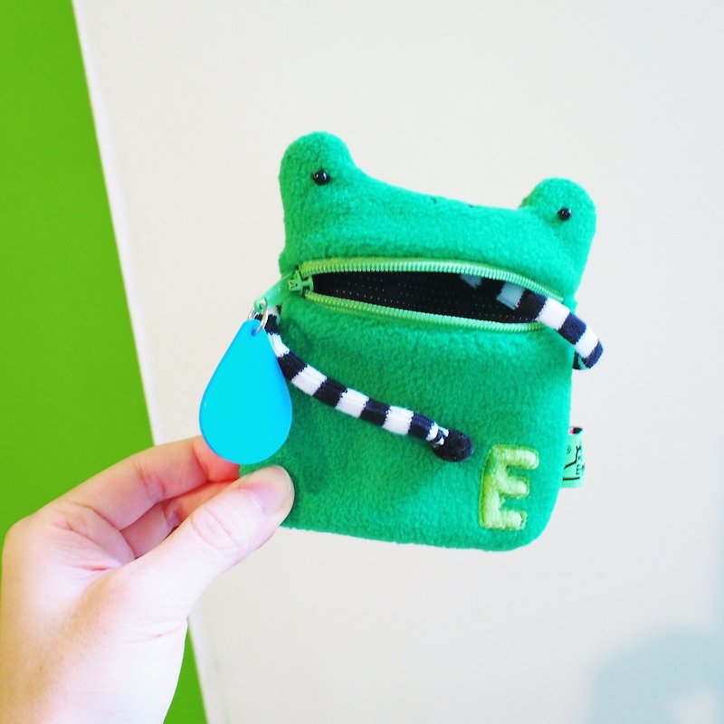 口水零钱包  阿蛙 草绿  青蛙  送礼 礼物 - 零钱包 - 棉．麻 绿色